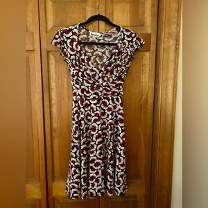 Leota Women’s Retro-esque Sz XSP Black White Purple & Grey Dress W/ Wrap Dress